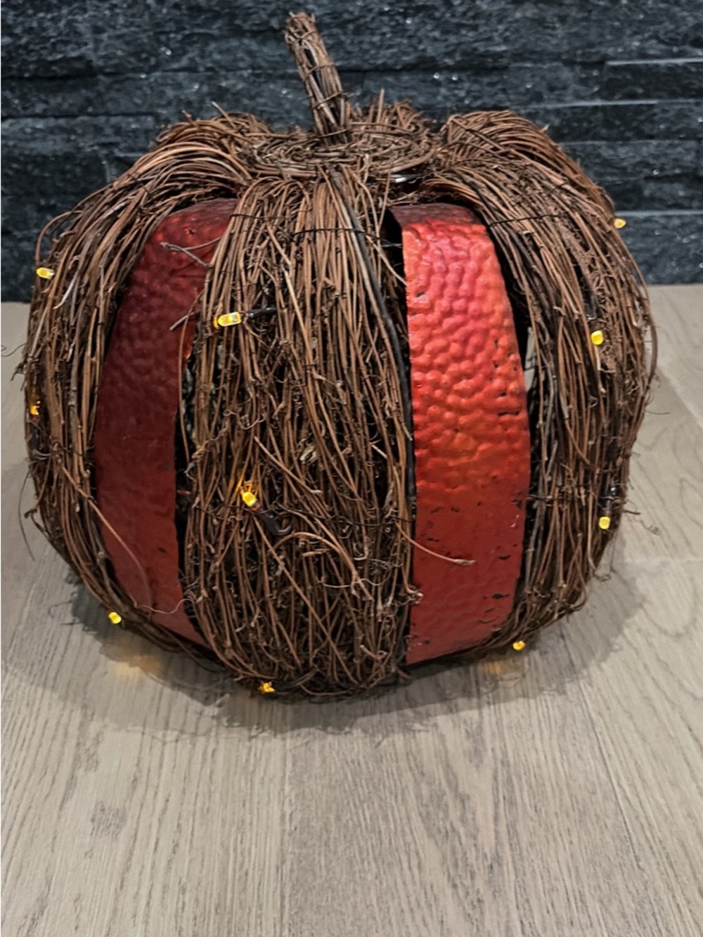 Rustic Red and Brown Grapevine Pumpkin Accent - Unbranded